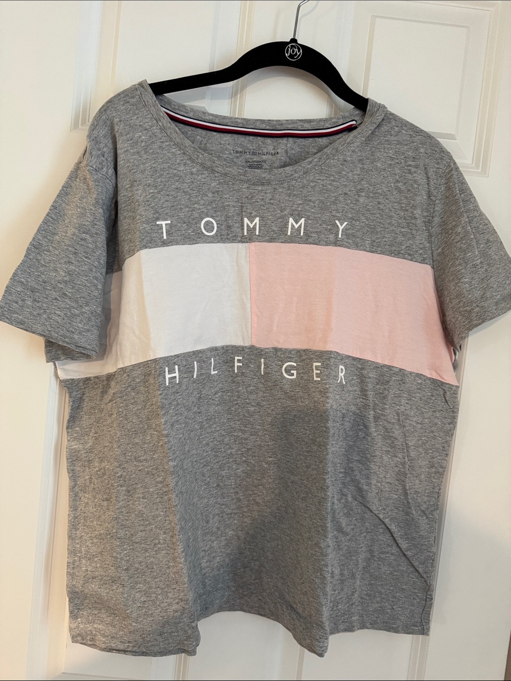 Tommy Hilfiger Gray Tee with White & Light Pink Colorblock